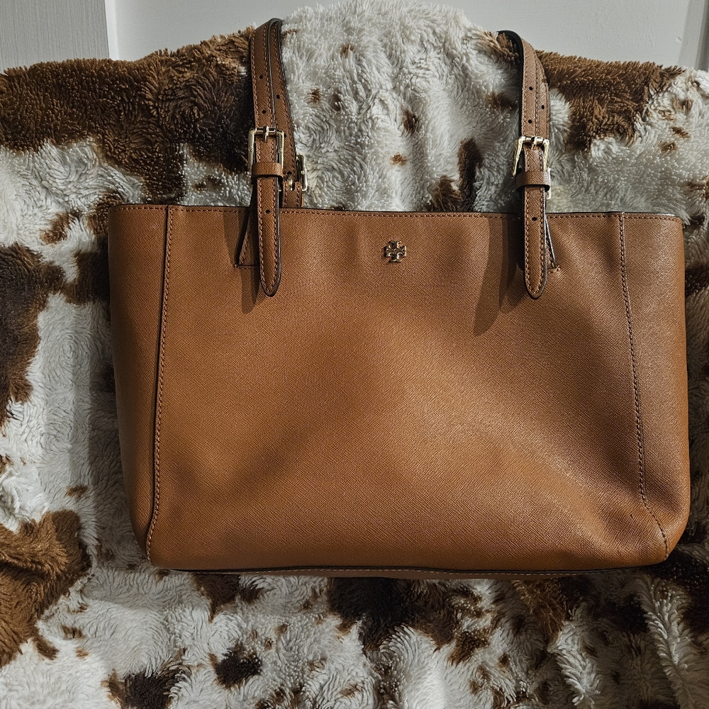 Tory Burch York Buckle Tote Camel Brown Tan Authentic Shoulder Bag Handbag Purse